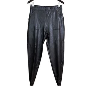 SPANX Leather Like Jogger Pants Black Size Medium